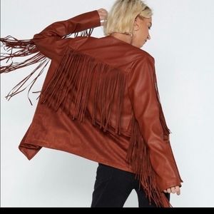 Fringe Oversized Faux Leather Jacket